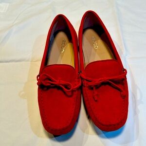 Brand new suede loafers. Red. Size 7 US.